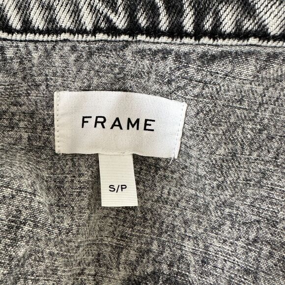 Frame Stonewashed Gray Faded & Distressed Crop Jacket Front Button Raw Hem S - Picture 11 of 16